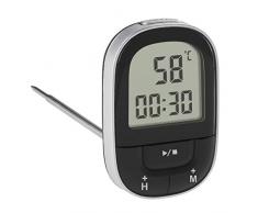TFA Dostmann Digitales Küchenthermometer-Fleischthermometer, 30.1062.01, inkl Timer und Stoppuhr, Hintergrundbeleuchtung, schwarz, Kunststoff
