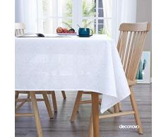 Deconovo Tischdecke mit Weihnachtssternen Bedruckt, Oxford, knitterfest, rechteckig, dekorative Tischdecke für Esszimmer 54 x 120 Inches weiß