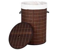 BAKAJI Wäschekorb Wäschekorb Wäschekorb aus Bambusholz und Stoff faltbar platzsparend mit Deckel und Griffen Fassungsvermögen 70 l Größe 38 x 60 cm (braun)