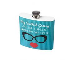 Jock Cool Granny Flachmann, Edelstahl, Blau, 170 ml