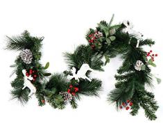 CraftMore Weihnachtsgirlande mit Beeren, Elch-Ausschnitten und Tannenzapfen, 1,8 m
