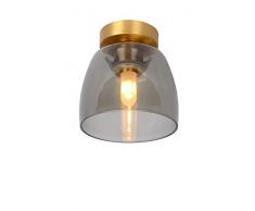 LUCIDE TYLER Deckenleuchte, Glas, 33 W, Mattes Gold/Messing, Rauchfarbe Grau