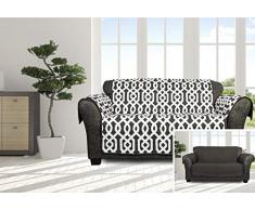 Quick Fit Ashmont Home Loveseat Bezug aus Mikrofaser, wendbar, wasserfest, Marineblau, grau, Cover