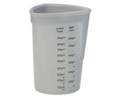 Lurch Flexibler Messbecher aus Silikon 1l, mit Skalen für Flüssigkeiten, Mehl und Zucker, Transparent, 12.5 x 12.5 x 17 cm