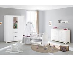 aus MDF 140 X 70 cm Extrabreite Wickelkommode mit Wickelaufsatz und Gro/ßer Kleiderschrank Kinderbett Pinolino 100063Xg 3-Teilig eiche grau