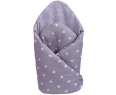 Steckkissen 100% Baumwolle 75x75cm Einschlagdecke Babyhörnchen doppelseitig weich ganzjährig multifunktional antiallergisch Babys Medi Partners (Sternen mit grauen Punkten)