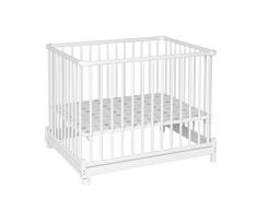 Geuther - Laufgitter Euro-Parc +, TÜV geprüft, höhenverstellbarer Laufstall, klappbar, gepolsterter Boden, Teppichrollen, 76 x 97 cm, weiß, Sterne