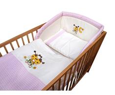 Cosing 332-028-03 Kinderbettwäsche Set Deluxe Baumwolle Gesteppt 3 Teilig - Biene, rosa