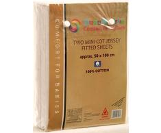 DuDu N Girlie Baumwolle Jersey Mini Kinderbett Spannbettlaken, 50 cm x 100 cm, 2-teilig, weiß/creme