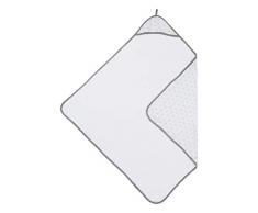 Meyco 517022 Baby-Kinder Kapuzentuch 90x90 cm, Triangel Weiss-Grau