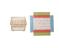 roba Laufgitter Waldhochzeit, Laufstall 75x100 cm, Holz natur mit Rollen und Folienboden, inklusive Laufgittereinlage