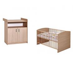 Schardt 10 521 04 00 Sparset 2 teilig bestehend aus Kombi-Kinderbett inklusiv Umbaukit und Wickelkommode, 70 x 140 cm, Classic Buche
