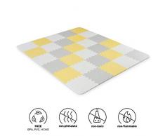 Kinderkraft Spielmatte LUNO, Erlebnismatte, Puzzlematte, Krabbelmatte, aus Schaumstoff, 30 Puzzleteile im Set, für Kinder ab 10 Monate, Gelb