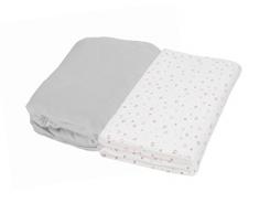 PMP 2 Stück Spannbettlaken aus Jersey Druckt Perle/Herz