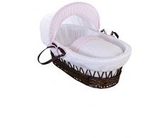 Clair de Lune Stars & Stripes Dark Weidenkörbchen Inc. Bettwäsche, Matratze & verstellbare Kapuze (Pink)