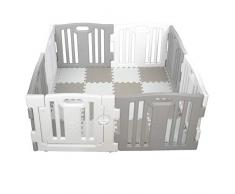 Baby Laufstall XL 8-teilig Star Ibaby Play Twin/inkl. Puzzlematte 16 Teile/Multiples Montageformen weiß & grau