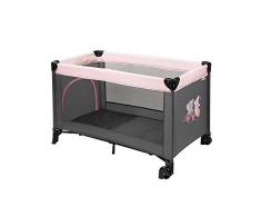 Nattou Reisebett für Babys mit Transporthülle, Adèle und Valentine, 120 x 60 x 75 cm, 100% Polyester, Grau/Rosa