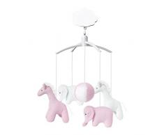 Trousselier - Musikmobile - Elefant & Giraffe - Baumwollstoff - Romeo & Julia Musik - Klassisch Chic - Ideales Geburtsgeschenk - Einfach zu installieren - Farbe rosa