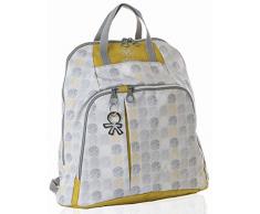 okiedog TREK 39063 eleganter Wickelrucksack,gepolsterter Rücken, weiche Tragegurte, Kinderwagenhaken, Wickelunterlage, isol. Flaschenhalter und Zubehörbeutel, DotDotDot grau gold, ca. 37 x 39 x 15 cm