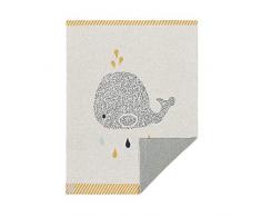 LÄSSIG Baby Krabbeldecke Strickdecke Spieldecke Schmusedecke Kuscheldecke GOTS zertifiziert weich/Baby Blanket Little Water Whale