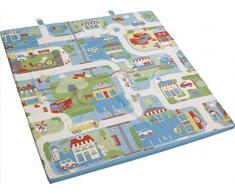 roba Spiel-& Krabbelmatratze Fahrzeuge, Babymatratze 60x120cm, klappbar zu Spielmatte & Krabbelunterlage 120x120cm,