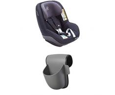 Maxi-Cosi Pearl Smart Kindersitz, Gruppe 1 (9-18 kg) ab 6 Monate - 4 Jahre, rückwärts und vorwärtsgerichtetes Fahren, für Isofix-Basis FamilyFix One i-Size, black diamond + Pocket Becherhalter, grau