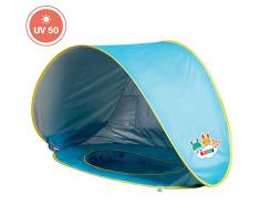 Multifunktionales Schwimmbad von Ludi | aus Stoff mit UV 50 Schutz - von Geburt an - Zelt bestehend aus Schwimmbad mit Netz, Markise und Handtuch | Strandzelt