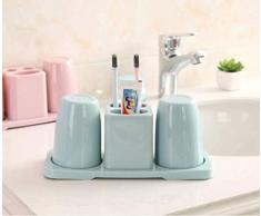 Local Makes A Comeback - DoubleCup aus Kunststoff, rund, kreative Ablage für das Badezimmer des Zahnbürstens, atmungsaktiv, abziehbar, nordisches Blau