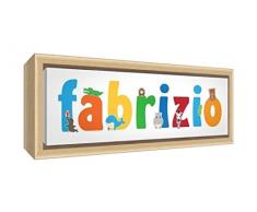 Little Helper Kunstdruck auf gerahmter Leinwand Holz natur, Position personalisierbar mit Namen von Jungen Fabrizio 19 x 46 x 3 cm mehrfarbig