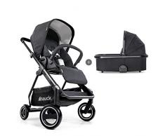 Hauck Apollo Duoset Sportwagen + Beindecke + Babywanne, drehbar, bis 25 kg, Reflektoren, höhenverstellbarer Schiebegriff, kompakt faltbar, kompatibel mit Babyschale, schwarz caviar/caviar