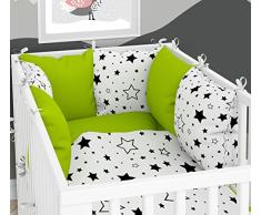 3-teiliges Set: Babybett-Wäsche 100x135 cm mit Spannbettlaken und Kissen-Nestchen - sechs Kissen samt Bezügen für das Babybett 70x140 cm