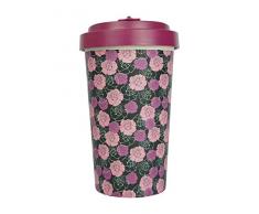 Wood Way Becher aus Bambus mit Deckel, Rosa