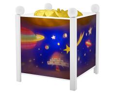 Trousselier - Weltraum - Nachtlicht - Magische Laterne - Ideales Geburtsgeschenk - Farbe Holz weiß - animierte Bilder - beruhigendes Licht - 12V 10W Glühbirne inklusive - EU Stecker