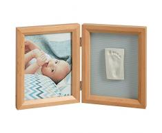 Baby Art - Bilderrahmen zweiteilig mit Gipsabdruck und Foto für Baby Fußabdruck oder Handabdruck, My Baby Touch, eckig, honey