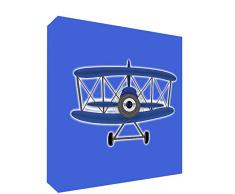 Feel Good Art Kunstdruck auf Leinwand, Motiv Flugzeug Grande - 51 x 51 x 4 cm blau