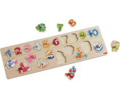 HABA 301961 - Greifpuzzle Tierischer Zählspaß | Holzpuzzle mit bunten Tiermotiven zum Zahlen lernen | Puzzle mit 20 Teilen | Holzspielzeug ab 2 Jahren