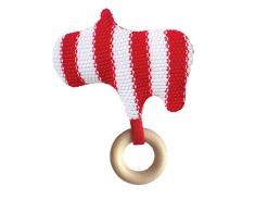 Manhattan Toy Baby Rattle with Toy Hippo Knit Babyrassel mit hölzernem Beißring