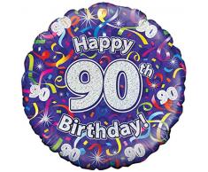Suki Gifts 90. Geburtstag Luftschlangen Folienballon, violett, 45cm (18)