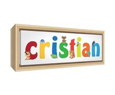 Little Helper Kunstdruck auf gerahmter Leinwand Holz natur, Position personalisierbar mit Namen von Jungen Christian 34 x 88 x 3 cm mehrfarbig