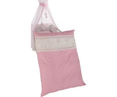 roba Kinder-Bettgarnitur 4-tlg, Babybett-Ausstattung Glücksengel rosa, Bettset 4-teilig: Bettwäsche 100x135 (Decke & Kissen), Nestchen, Himmel