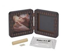 Baby Art My Baby Touch Print Frame, 2er Bilderrahmen für Foto, Hand und Fußabdruck, rund, Copper Edition dark grey, dunkelgrau