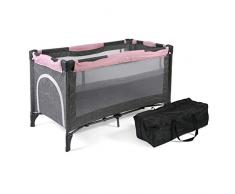 CHIC 4 BABY 340A15 Reisebett LUXUS mit Einhängeboden für Neugeborene und Tragetasche, Melange grau-rosa, 12 kg