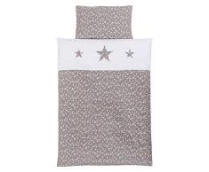 babybay Kinderbettwäsche Piqué, taupe Sterne weiß mit Applikation Stern