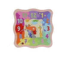 Eichhorn 109467051 - Kikaninchen Lernuhr Puzzle mit 12 Steckteilen inkl. Standfuß, FSC 100% Zertifiziertes Birkensperrholz