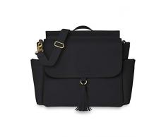 Skip Hop 9I345410 Greenwich Simply Chic Convertible Rucksack, umwandelbar zur Cross Messenger Schultertasche, inklusive Wickelauflage, grau, schwarz, 1.36 kg