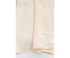 Wallaboo Babydecke Eden, Aus 100% Bio Baumwolle mit Zopfmuster, Kuscheldecke, Krabbeldecke, Pückdecke, Schön gestrickte und kuschelweiche Babydecke, 90 x 70 cm, Farbe: Sahne