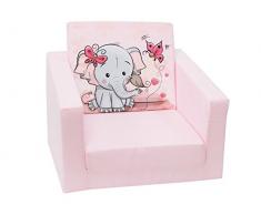 DELSIT Kindersessel zum Ausklappen Ausklappbare Kinder Sessel Baby Sessel Spielzimmer Kindermöbel für Mädchen ELEFANT Rosa