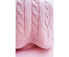 Wallaboo Babydecke Noa, Kuscheldecke, Strickdecke aus 100% Bio Baumwolle, 70x90 cm, Made in germany, Farbe: Rosa
