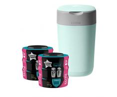 Tommee Tippee Windeleimer Twist & Click Sangenic Tec, Inklusive 1x Nachfüllkassette, grün + Windeleimer Nachfüllkassette Für Twist & Click Und Sangenic Tec Windeleimersysteme, 6er Set