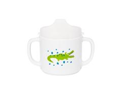 Lässig Dish Cup Melamin Tasse Trinkbecher mit Henkel Schnabeltasse aus 100% Melamin BPA-frei und rutschfest, Crocodile granny